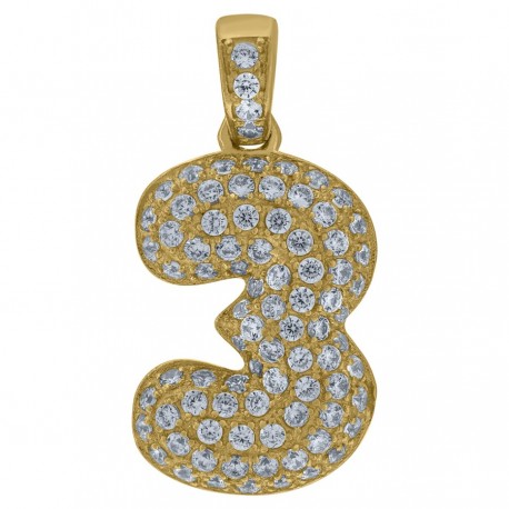 10Kt Gold Number "3" Pendant