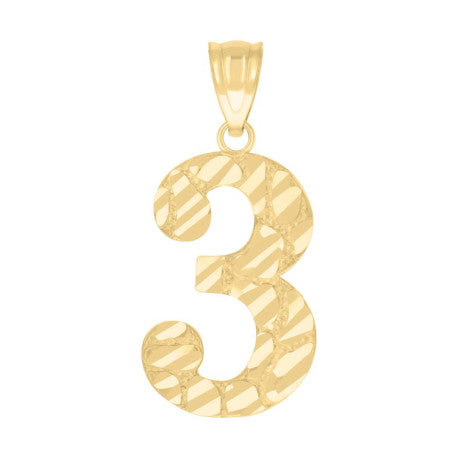 10Kt Gold Number "3" Pendant