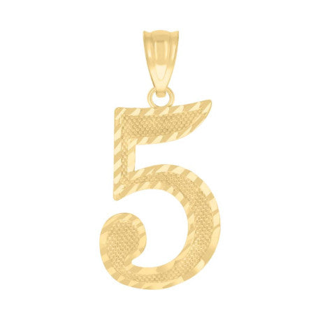 10Kt Gold Number "5" Pendant