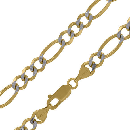 10kt-Gold Pave Figaro Chain 120