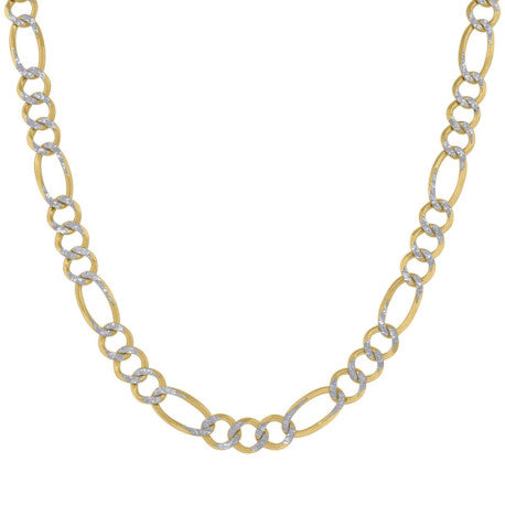 10kt-Gold Pave Figaro Chain 150