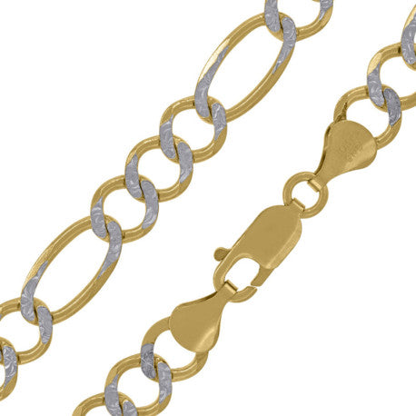 10kt-Gold Pave Figaro Chain 150