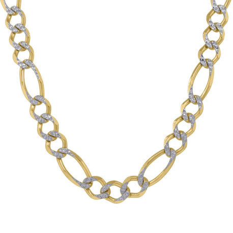 10kt-Gold Pave Figaro Chain 210