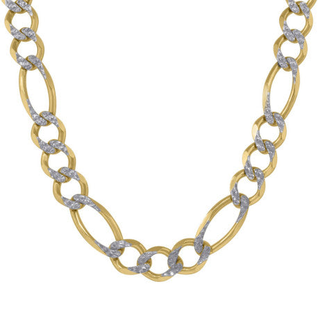 10kt-Gold Pave Figaro Chain 250