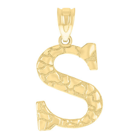 10Kt Gold Initial Letter Pendant "S"