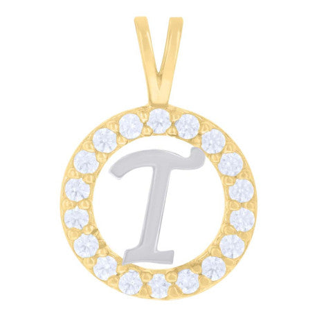 10Kt Gold Initial Letter Pendant "T"