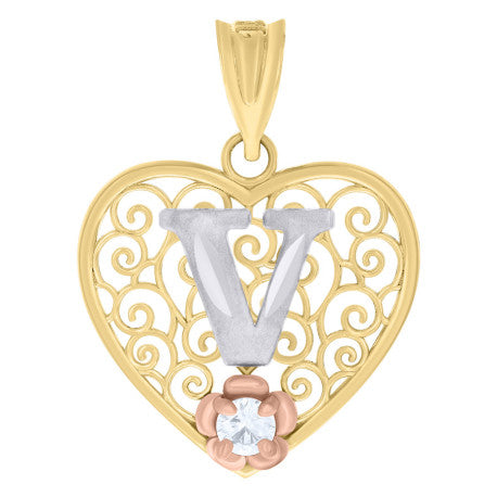 10Kt Gold Pendant "V" Initial