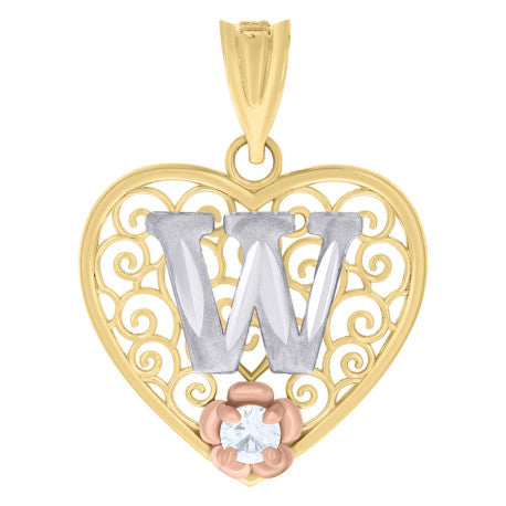 10Kt Gold Pendant "W" Initial
