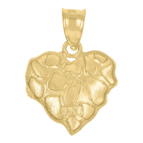 10Kt Gold Dome Puffy Heart Nugget Pendant