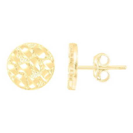 10Kt Gold Round Nugget Earring
