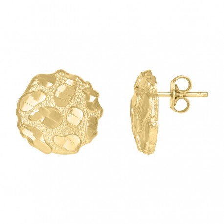 10Kt Gold Round Nugget Earrings