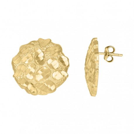 10Kt Gold Round Nugget Earrings
