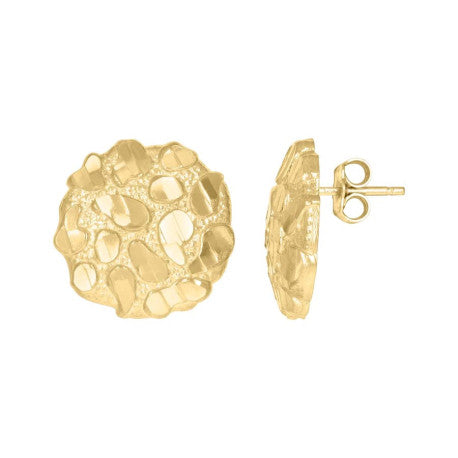 10Kt Gold Round Nugget Earrings