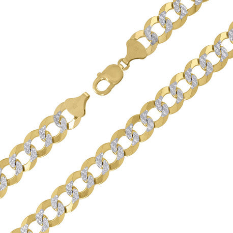 10kt Gold Solid Cuban Pave 330 Chain