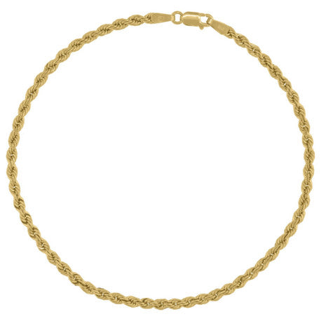 10kt-Gold Solid Rope Chain 3mm-