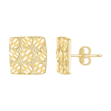 10Kt Gold Square Nugget Earrings