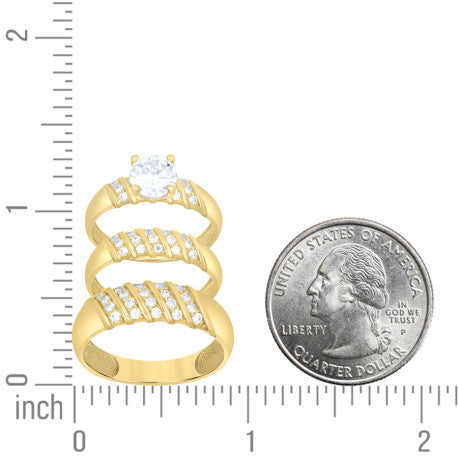 10Kt Gold Trio Cz Ring