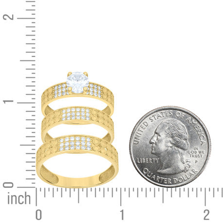 10Kt Gold Trio Cz Ring