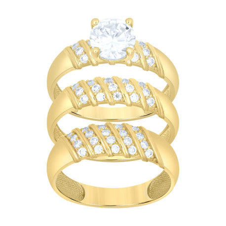 10Kt Gold Trio Cz Ring