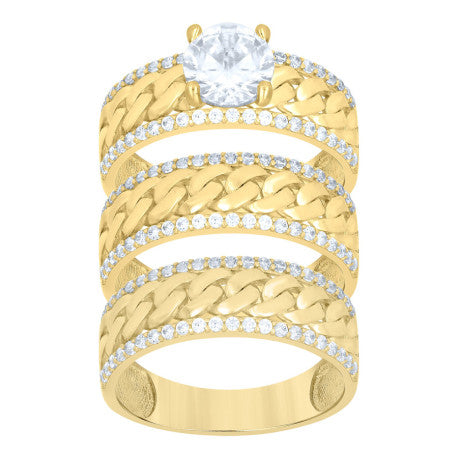 10Kt Gold Trio Cz Ring