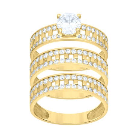 10Kt Gold Trio Cz Ring