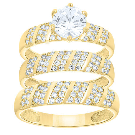 10Kt Gold Trio Cz Ring