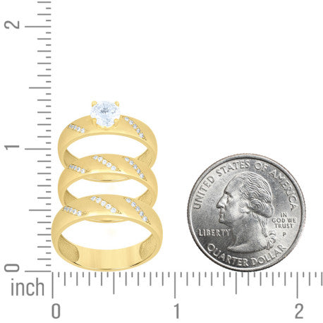 10Kt Gold Trio Cz Ring