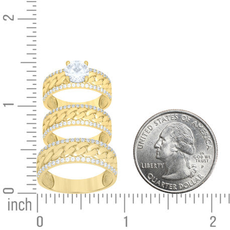 10Kt Gold Trio Cz Ring