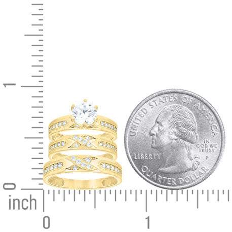 10Kt Gold Trio Cz Ring