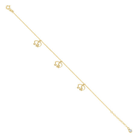 10Kt Gold Turkish Anklet 8"