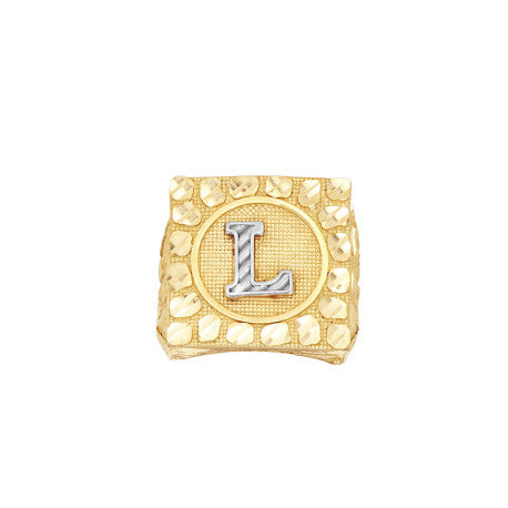 10Kt Gold Ultra Light Nugget Ring Initial Letter "