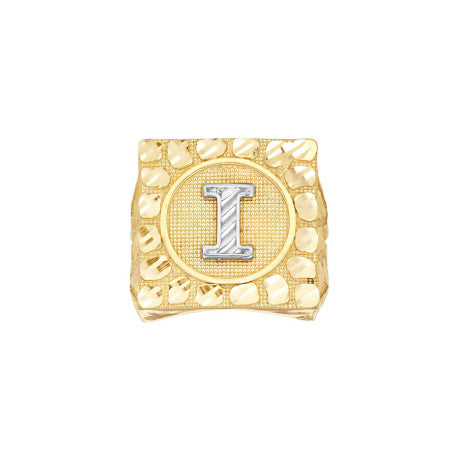 10Kt Gold Ultra Light Nugget Ring Initial Letter "