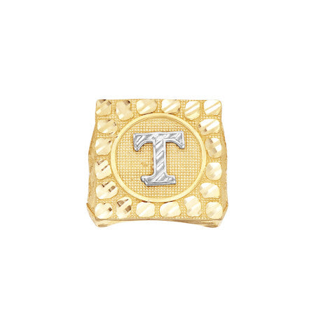 10Kt Gold Ultra Light Nugget Ring Initial Letter "