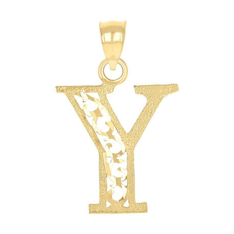 10Kt Gold Initial "Y" Letter Pendant