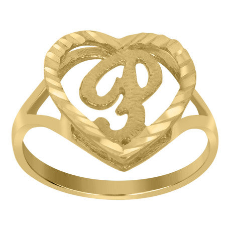 10Kt Gold Initial Letter "P" Ring