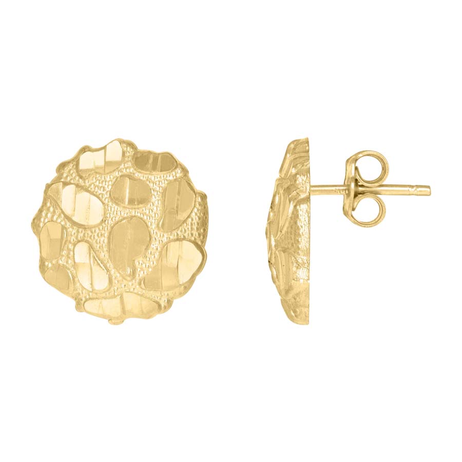 10Kt Gold Round Nugget Earrings