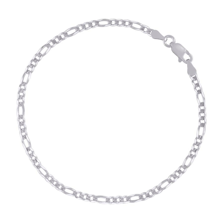 925 Sterling Silver Super Flat Figaro Chain Rhodium Plated 100 3.9mm
