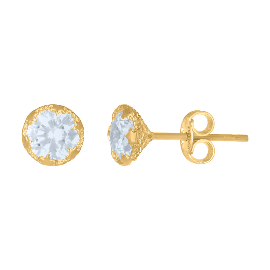 14Kt Gold 6mm Round Cz Earrings