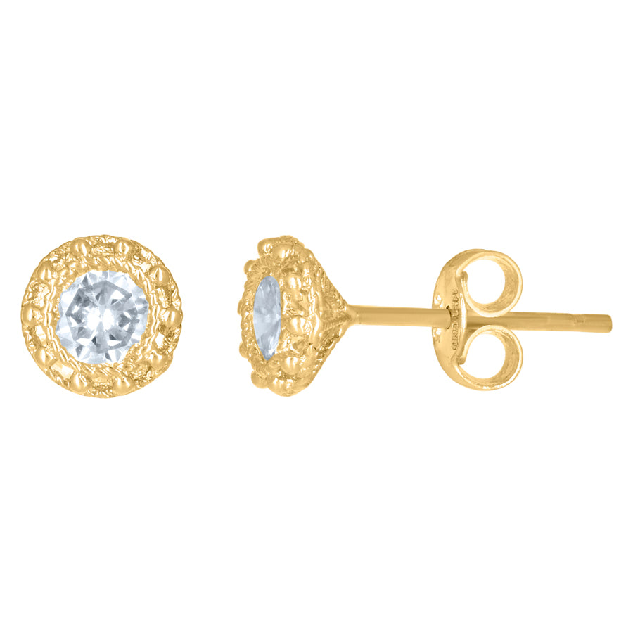 14Kt Gold 6mm Round Cz Earrings