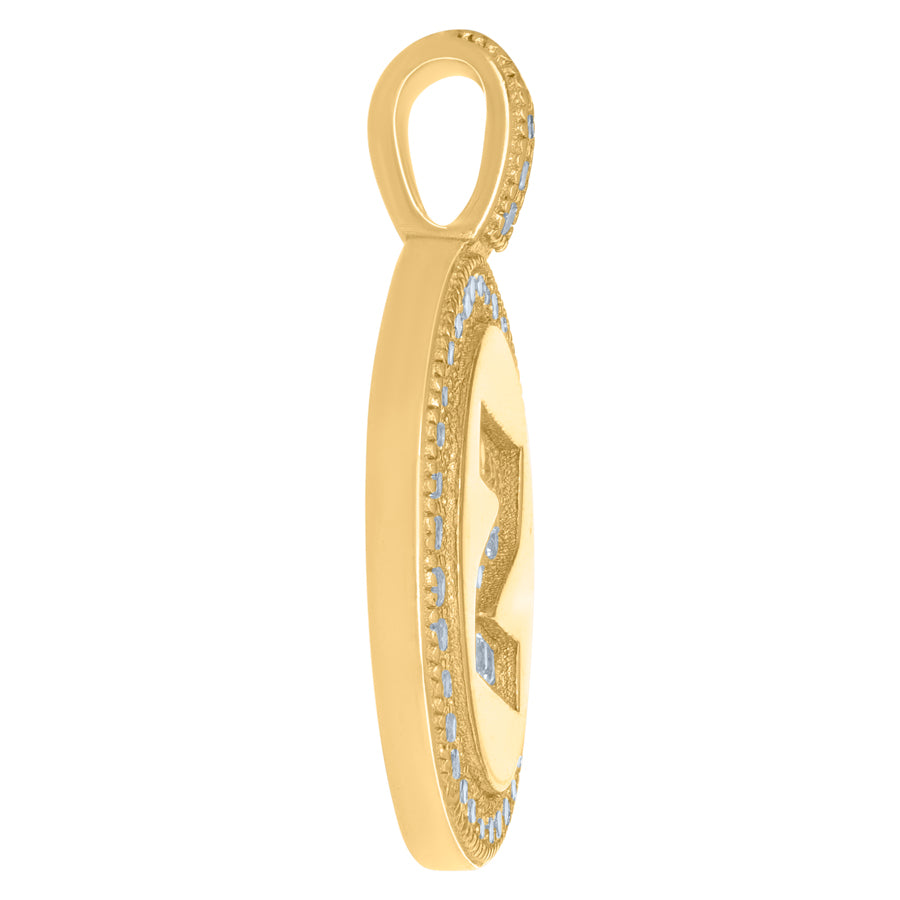 925 Sterling Silver Cz Pendant Disc Initial Z