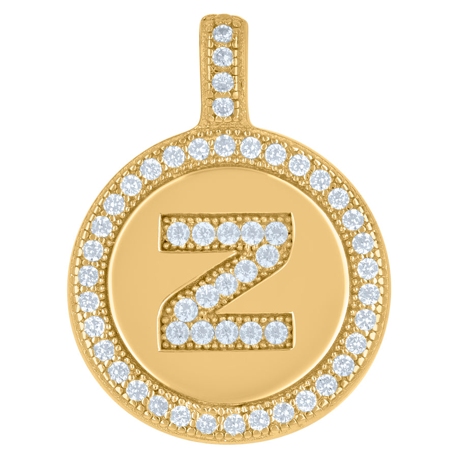 925 Sterling Silver Cz Pendant Disc Initial Z