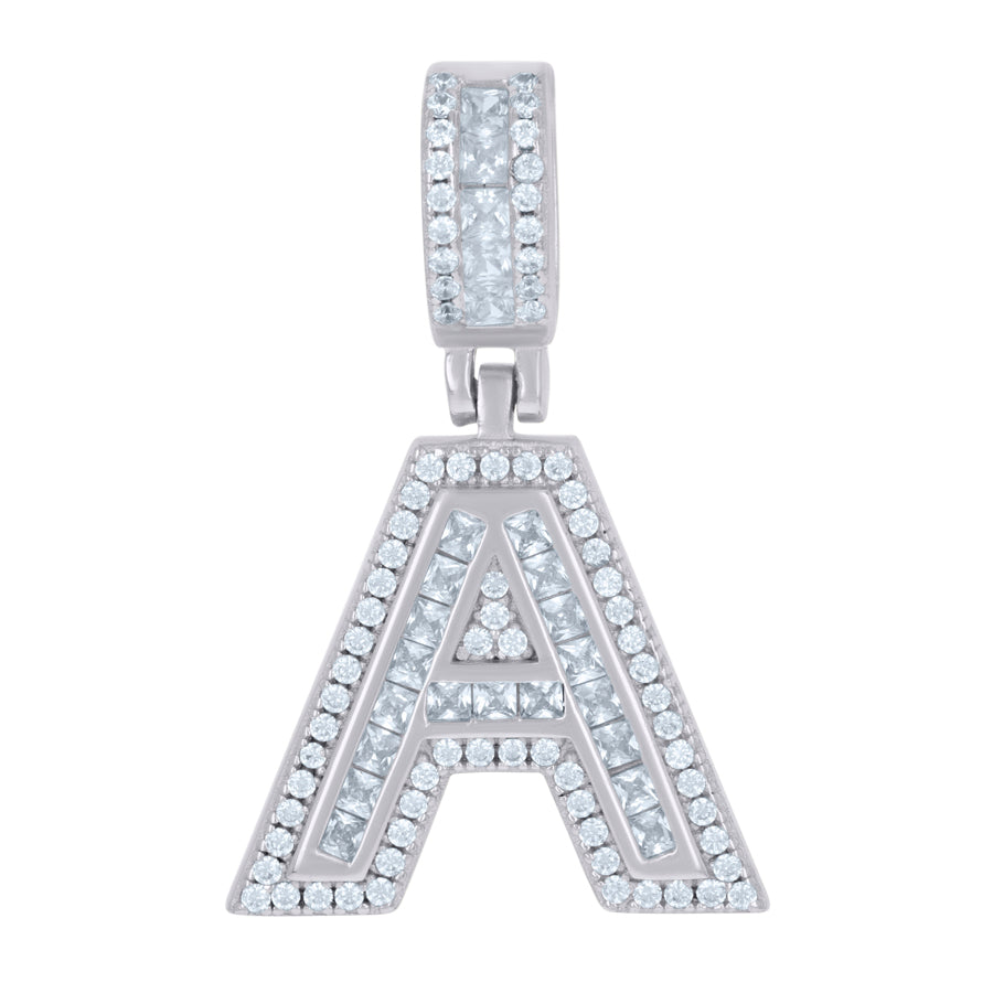 925 Sterling Silver Cz Pendant Initial A