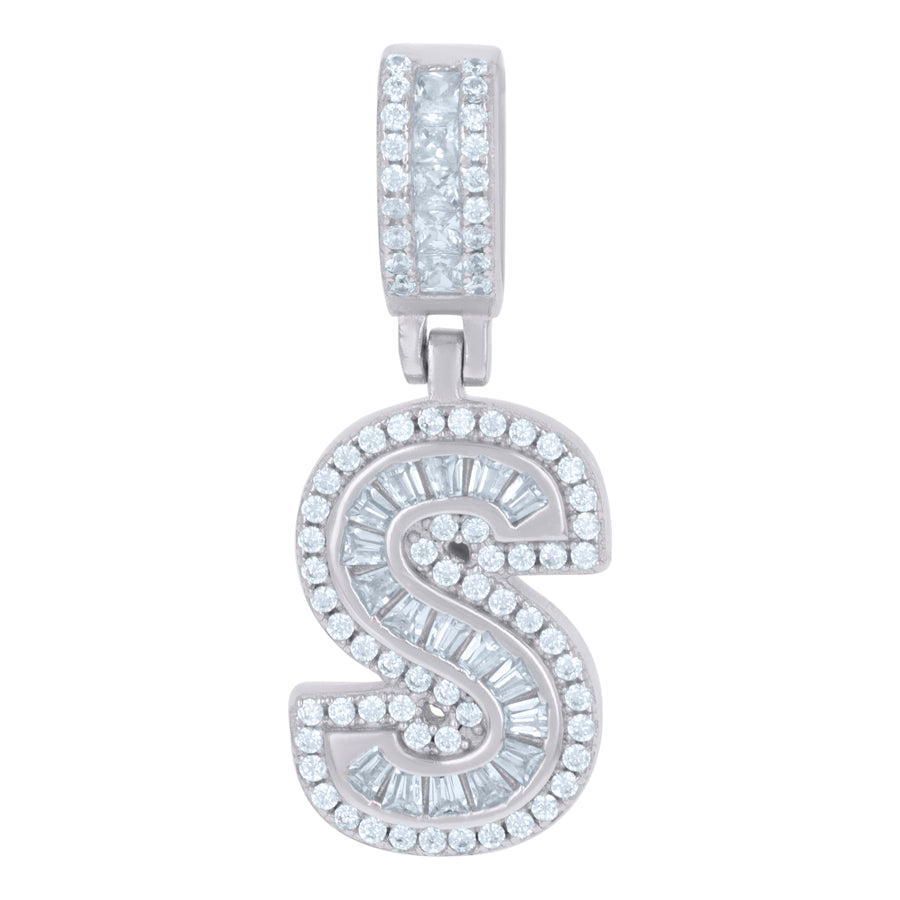 925 Sterling Silver Cz Pendant Initial S
