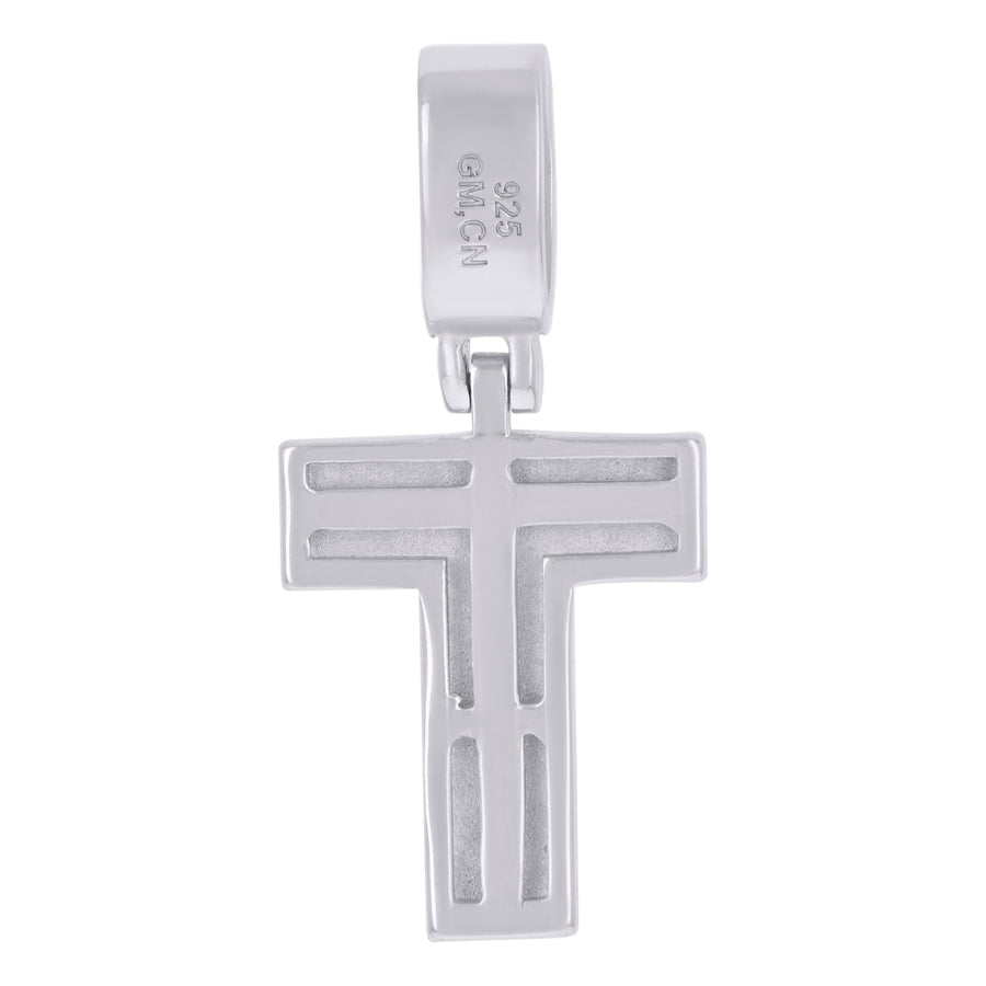 925 Sterling Silver Cz Pendant Initial T