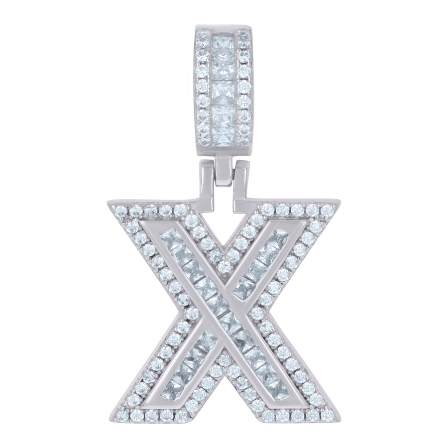 925 Sterling Silver Cz Pendant Initial X