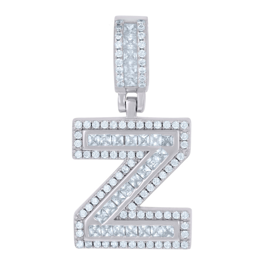 925 Sterling Silver Cz Pendant Initial Z