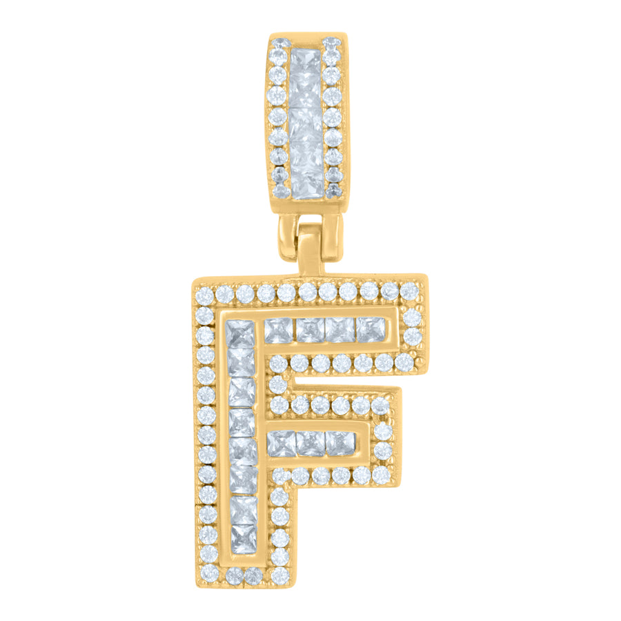 925 Sterling Silver Cz Pendant Initial F