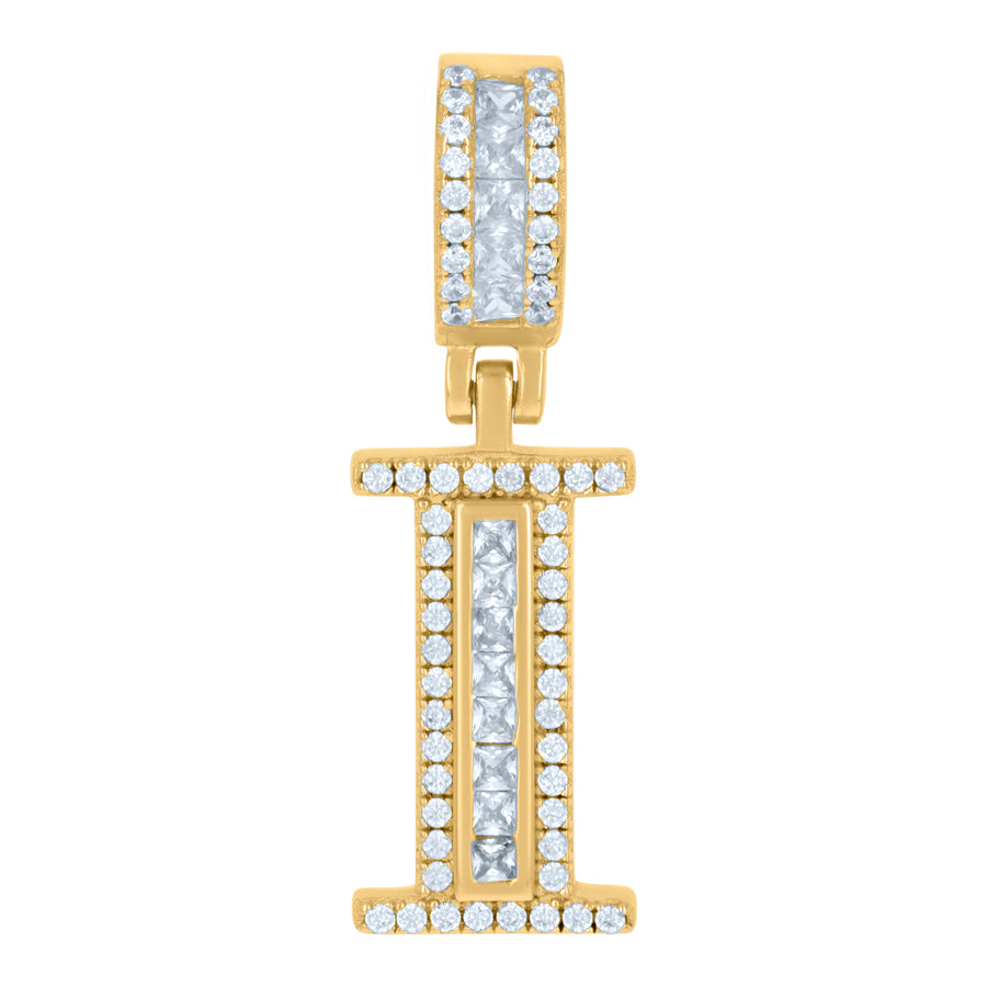 925 Sterling Silver Cz Pendant Initial I
