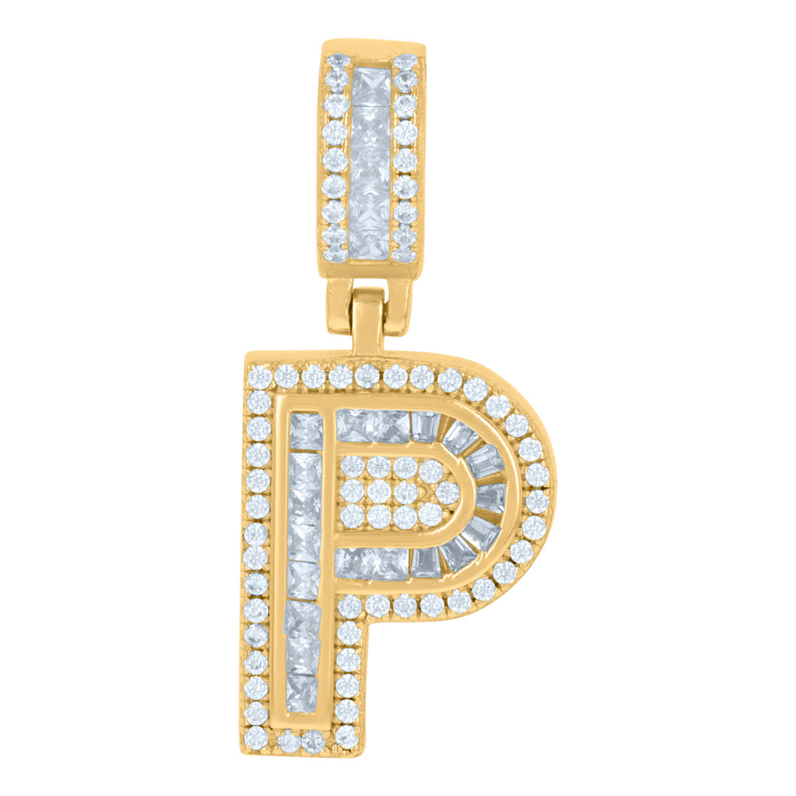 925 Sterling Silver Cz Pendant Initial P