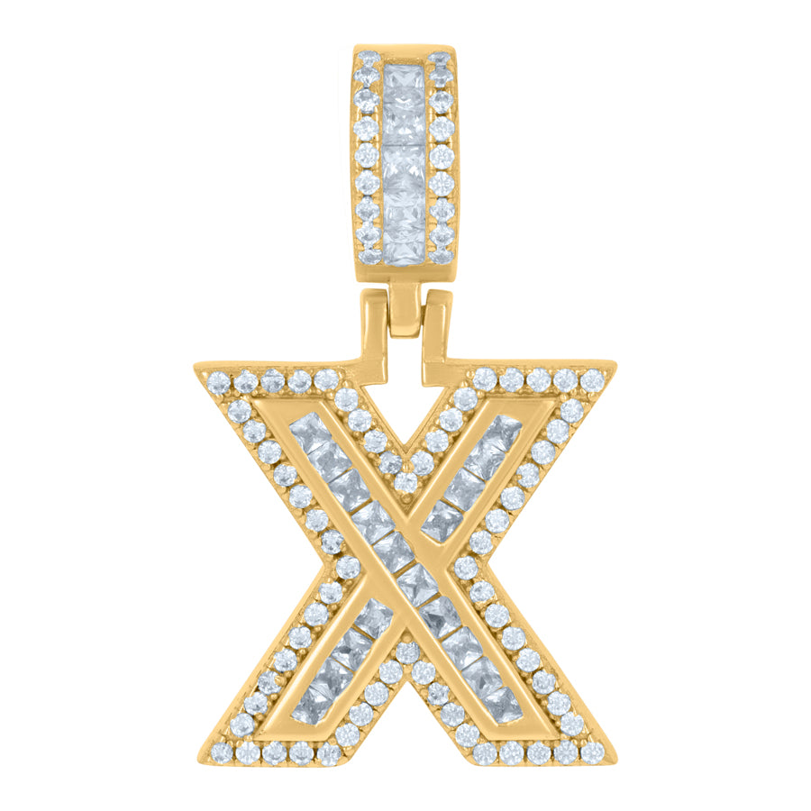 925 Sterling Silver Cz Pendant Initial X